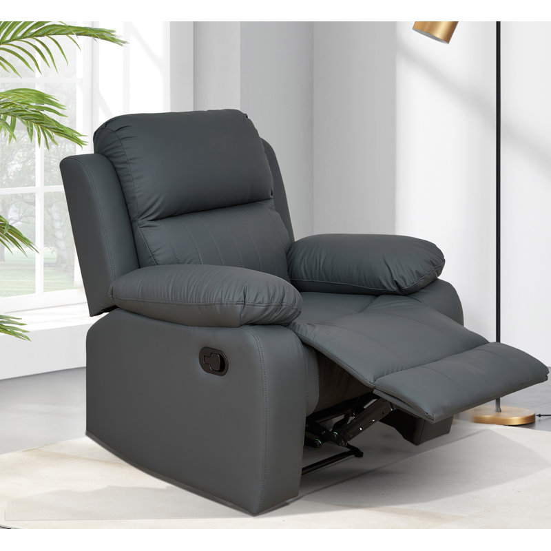 35.5" Wide Faux Leather Manual Standard Recliner, Dark Gray