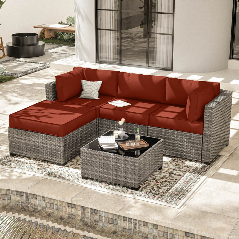 Cartert 9 Pcs Outdoor Cushion Cover Set For 3" Outdoor Cushions And Patio Furniture Cushion Covers,  Only Covers, Terra Red
