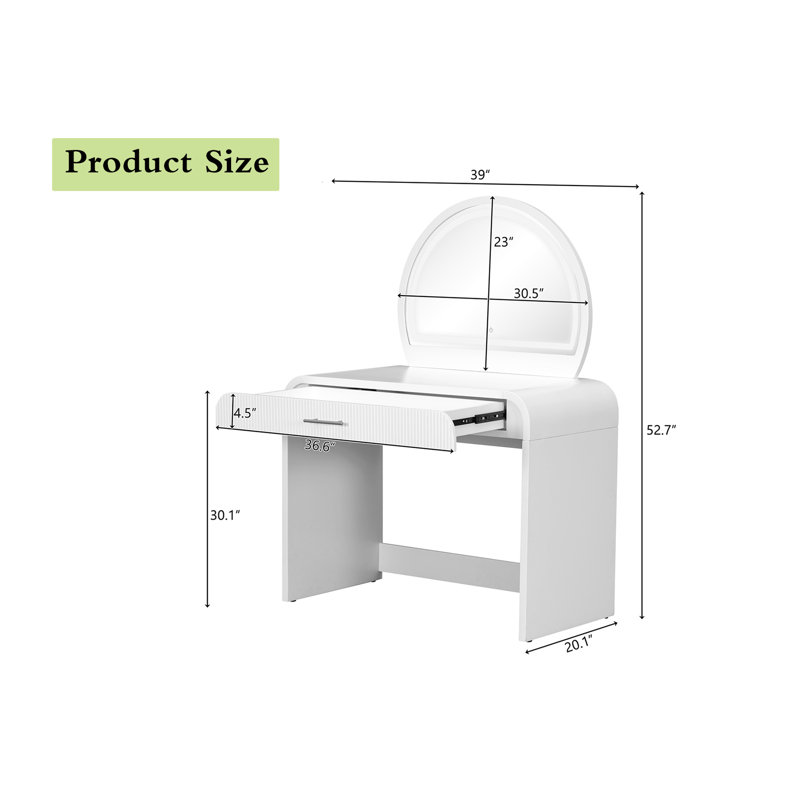 Table de coiffeuse avec miroir lumineux