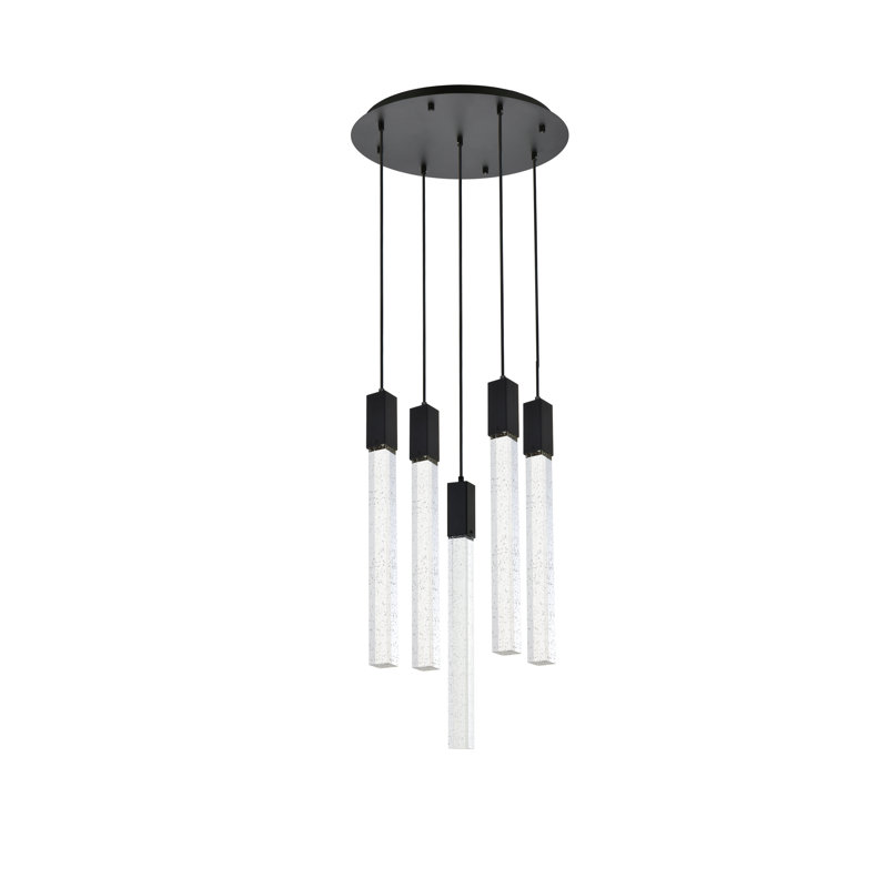 Luminaire suspendu rectangulaire à 5 lumières Aliha, Noir