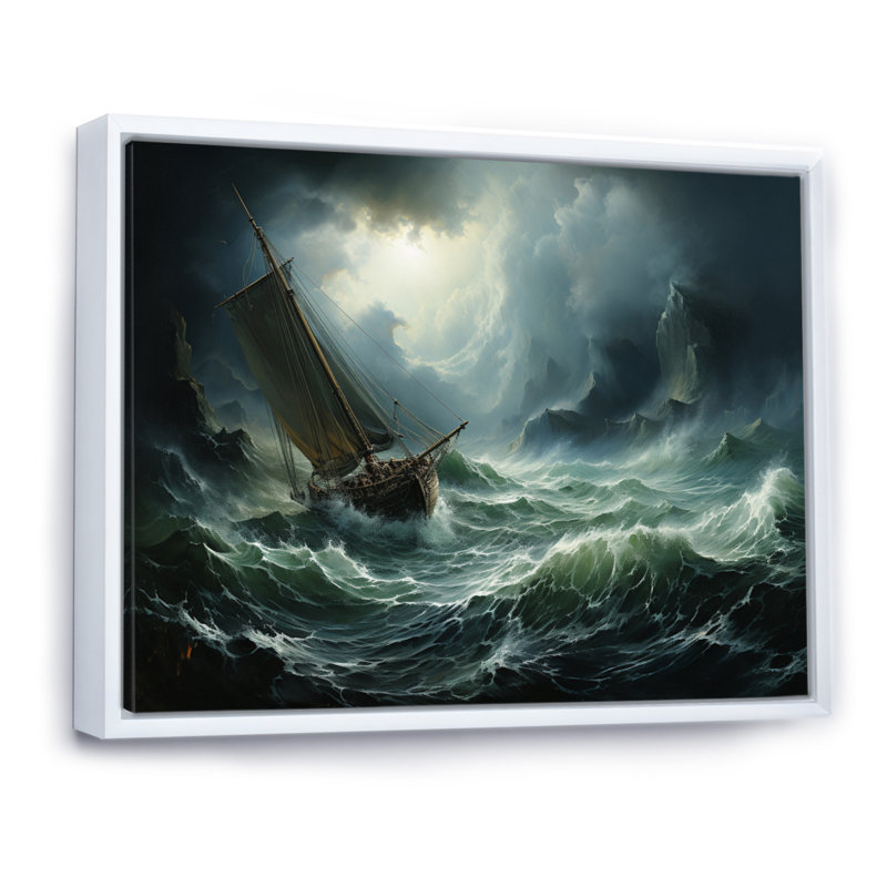 «Stormy Seas Beauty III - Storms», art mural, H 24 po x l 32 po, Cadre flottant blanc