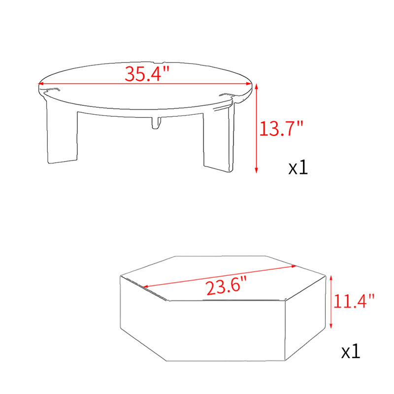 Barrasso, H 13,7 po x l 35,4 po x P 35,4 po