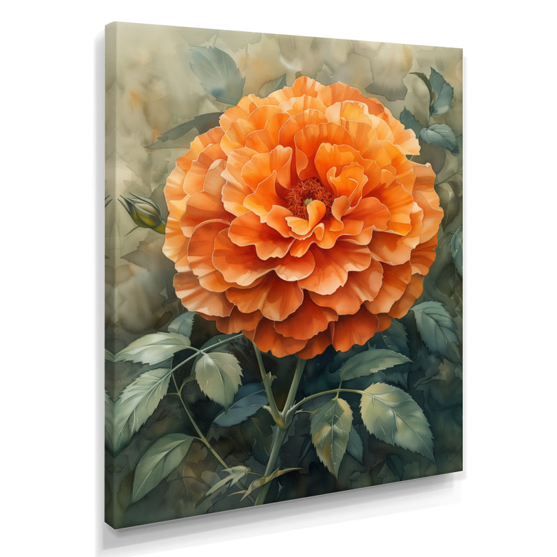 Décoration murale orange et vert parfumée souci Marigold II - souci, Toile tendue, H 12 po x l 20 po