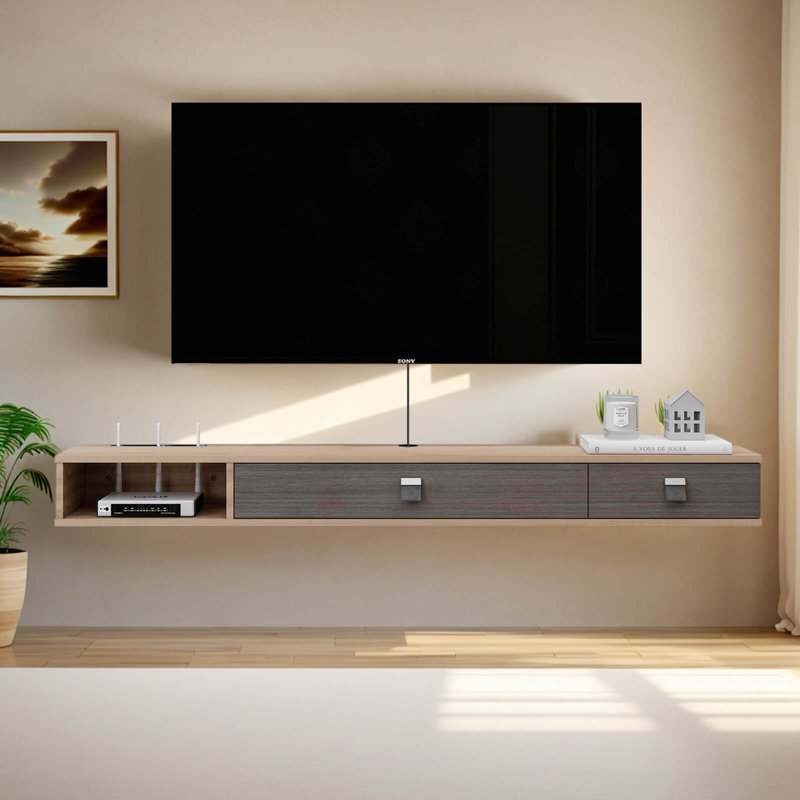 Floating TV Stand for TVs, 6.29"H x 47.2"L x 9.29"W