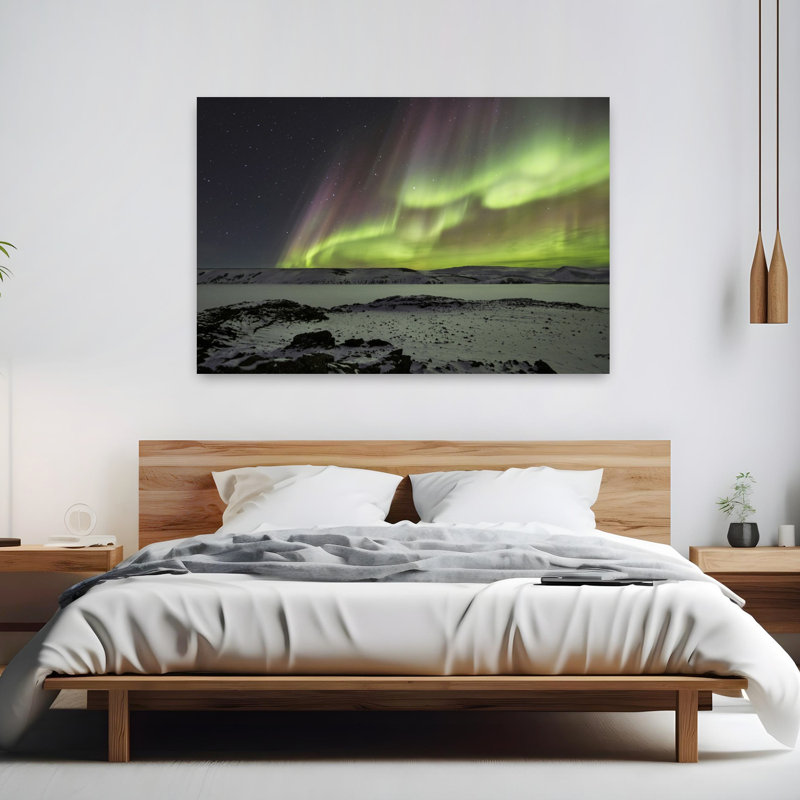 Celestial Abstract Contemporary Landscape Winter Wall Art by Bragi Ingibergsson - - Wrapped Canvas Print