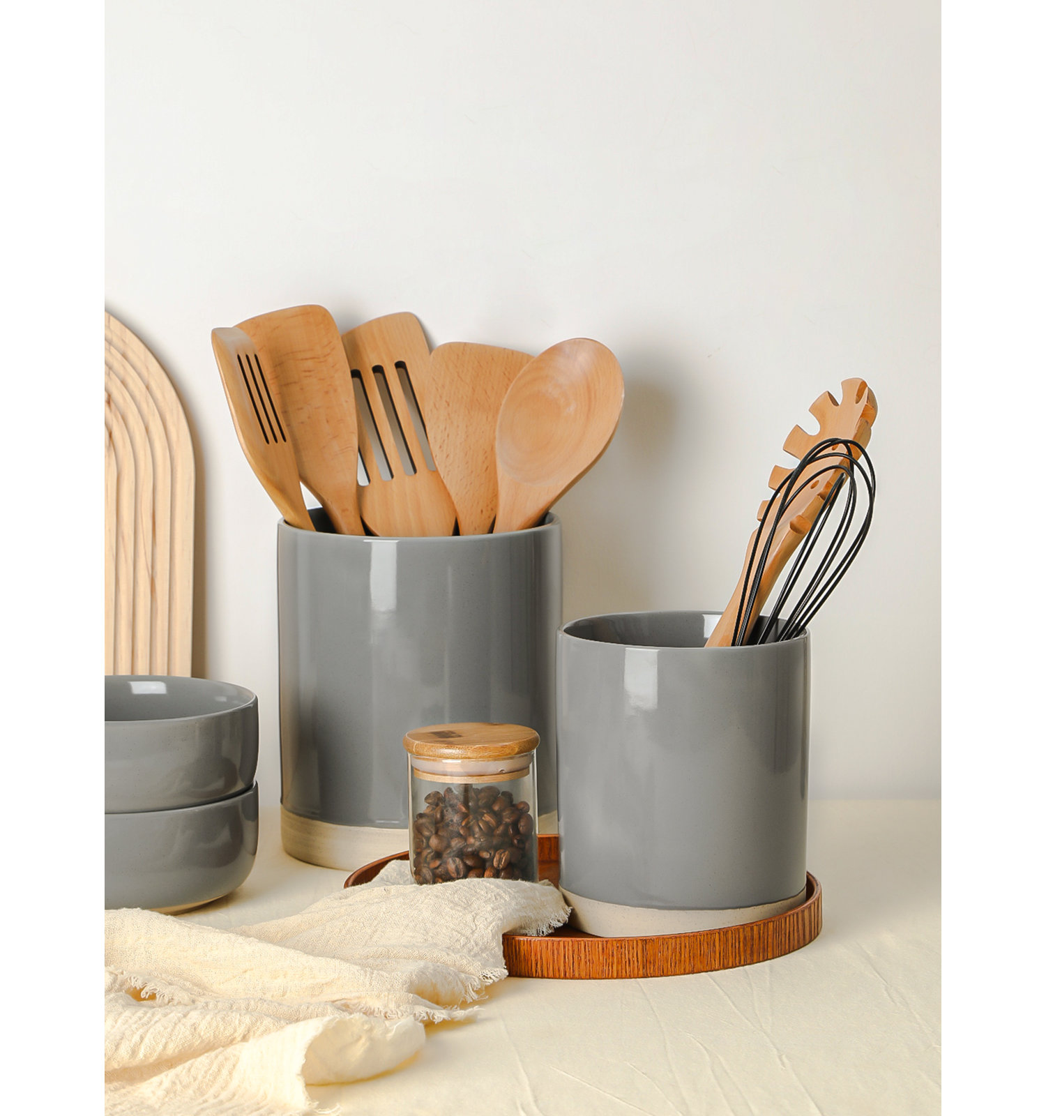 Milkyway 2-Piece Utensil Holder, Dark Gray