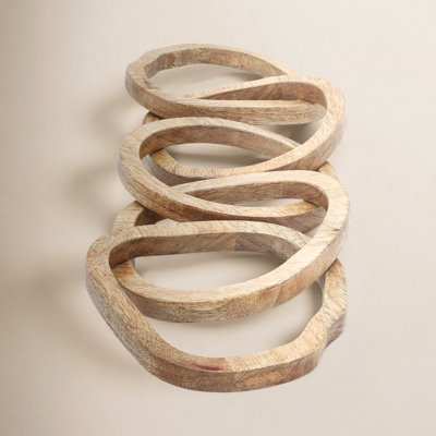 Metro 26" Wooden 5-Link Sculpture Decor - Contemporary Rustic Brown Decorative Table Accent for Unique Home or Office Decor - Bookshelf, Desk Sculpture