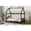 Lit simple avec tête et pied de lit, lit simple en bois d'hévéa avec cadre de maison-1314671254