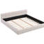 Élégante base de lit tapissier très grand, cadre de lit très grand en chenille avec tête de lit, lit plateforme en bois avec motif en damier pour la chambre à coucher, aucun sommier nécessaire, beige (88 po x 82 po x 24 po)-1709507315