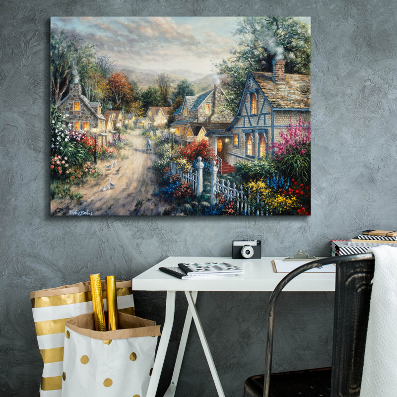 Toile épique Graffiti «Down Cottage Lane» par Nicky Boehme, 34 po x 26 po, H 26 po x l 34 po