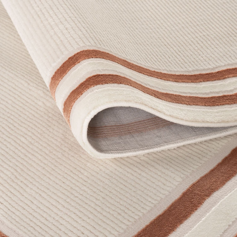 Carmel Modern Bordered Cream/Terra Area Rug, Runner 80 x 300 cm