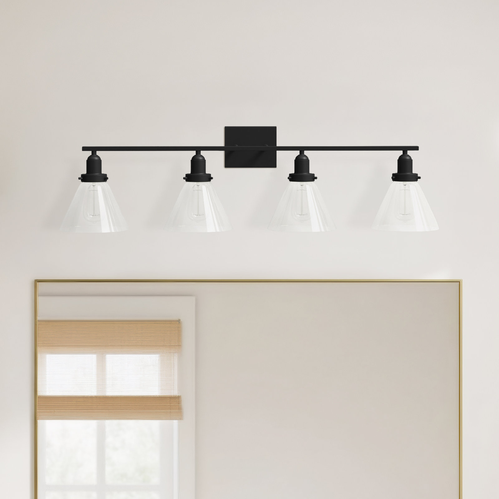Catalina 4 Light Transparent Dimmable Bath Sconce, Black