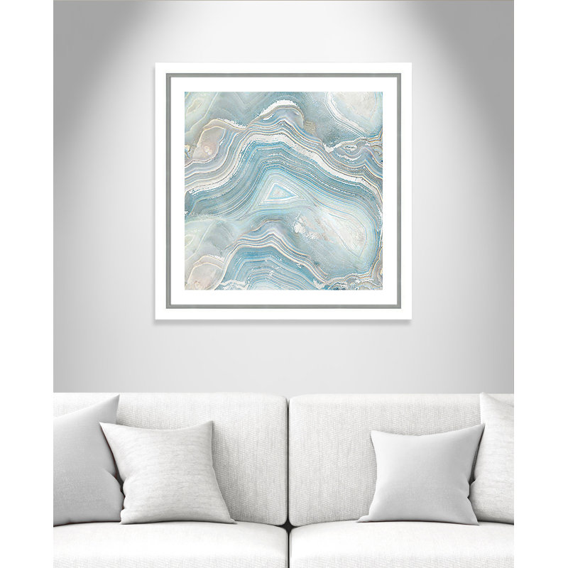 «Priya Agate in Blue I», reproduction d'art graphique encadrée, H 33,5 po x l 33,5 po x P 1,25 po, Argent brossé
