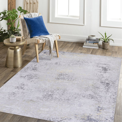 Tapis lavable 3X5, à poils courts, antidérapant, antidérapant, tendance pour le salon, la chambre à coucher, la cuisine, la salle à manger - gris Lavable à la machine, vestibule