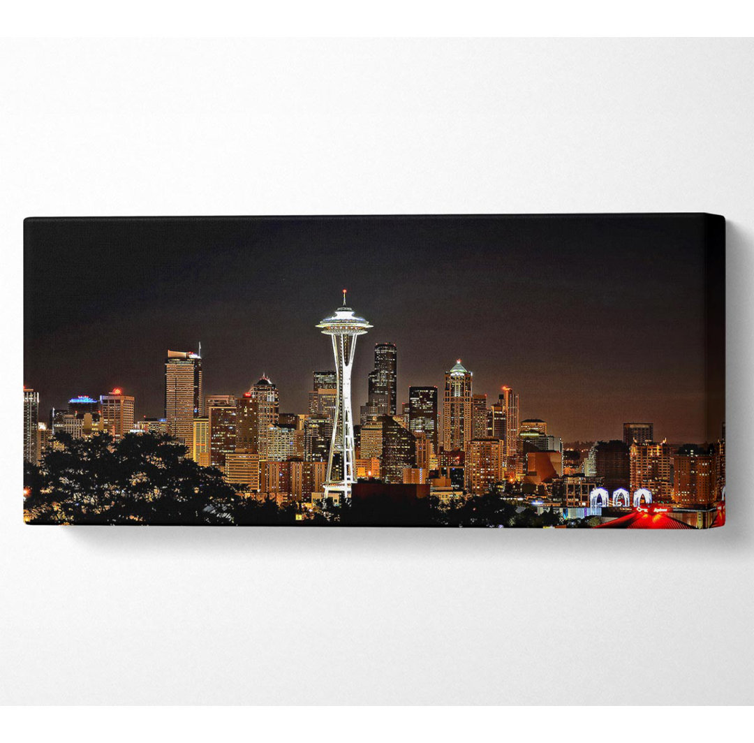 Spektakuläres Seattle - Panorama-Kunstdrucke auf Canvas-Leinwand