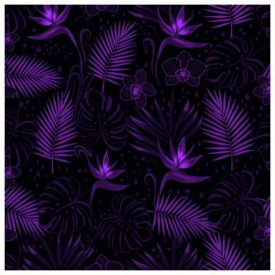 Édredon mauve à feuilles tropicales