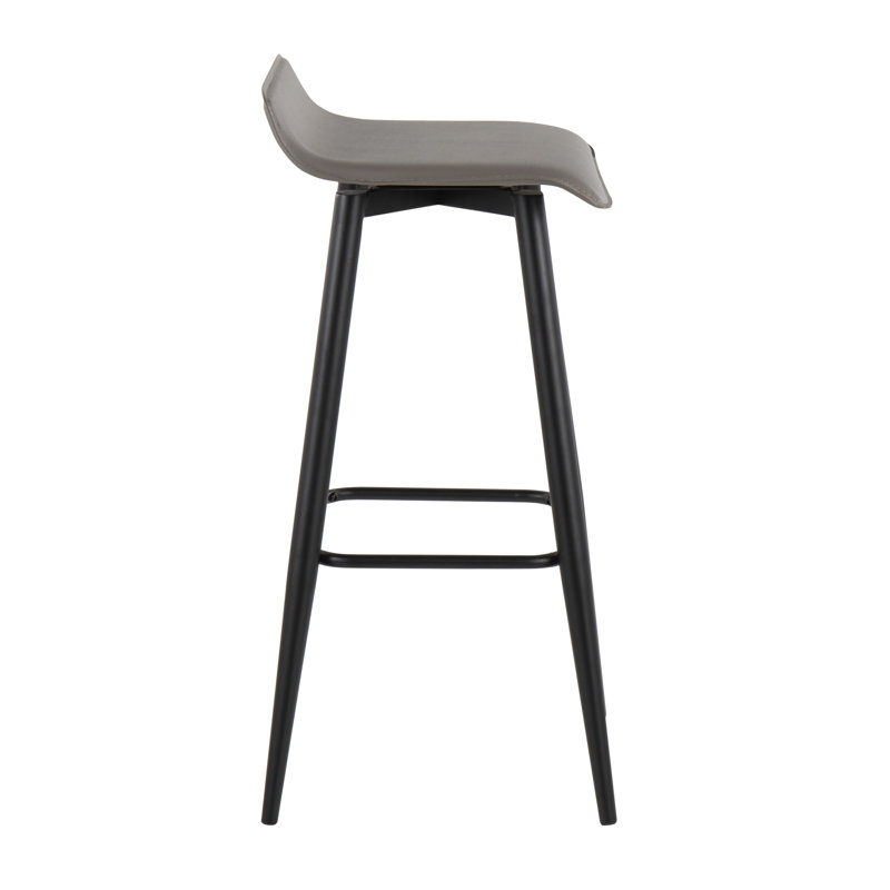 Camargo Fixed-Height Swivel Bar Stool with Tapered Metal Legs, Gray