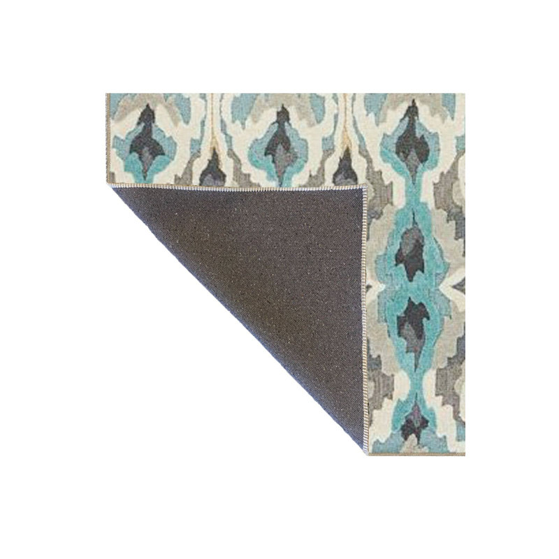 Tapis tissé lavable à motifs bleus, Sous-tapis rectangulaire 4 pi 7 po x 6 pi 7 po inc