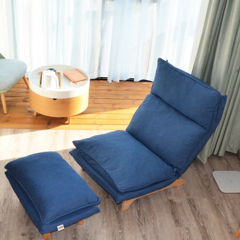 Chaise de balcon pliable - Structure en métal avec éponge douce et confortable bleu foncé inclinable 3 options de réglage, revêtement à haute densité ergonomique
