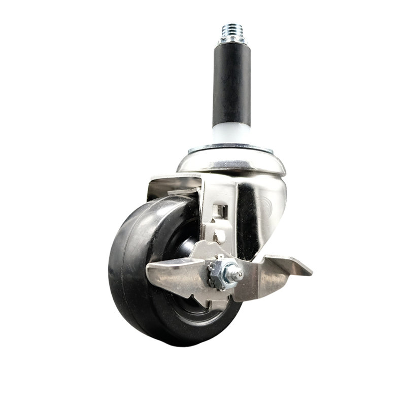 Roulettes extensibles en caoutchouc dur avec frein, H 3,5 po x l 3,5 po