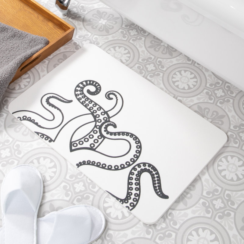 Non-Slip Bath Mat, White/Black