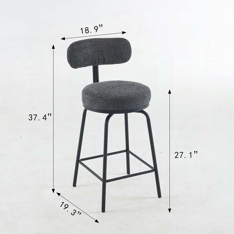 Tabourets de bar pivotants et rembourrés, Gris