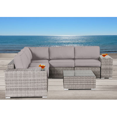 Tonioni Resort Grade Fully Assembled 8 Piece Sunbrella Sectional Seating Group