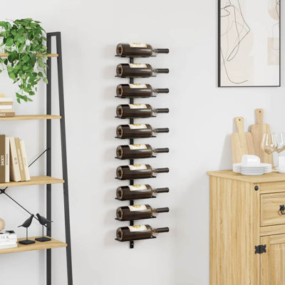 Support à vin mural pour 10 bouteilles de rangement en métal noir