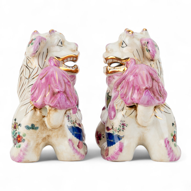 Lucky Foo Dogs – Pink Tobacco Leaf (Set of 2)