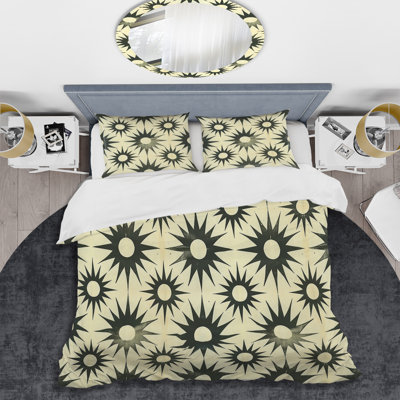 Ensemble de housse de couette géométrique noir et beige Starburst Spectrum