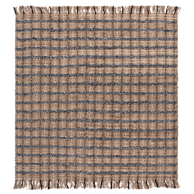 Holten Checkered Handwoven Cotton/Jute Grey/Beige Area Rug