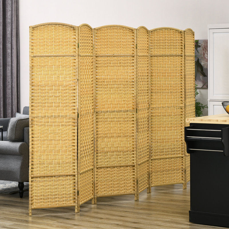 Cloison pliante en bois massif Sharod, Beige, H 70,9 po x l 106,3 po 