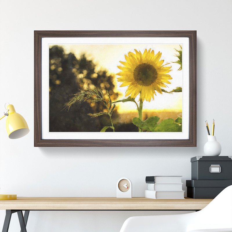 Sunflower Vol.2 - Picture Frame Painting, Walnut Framed, 36cm H x 48cm W x 2cm D