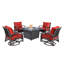 Ensemble de table de foyer d'extérieur au propane en rotin 5 pièces avec coussins Roam-1079313847-1197369061