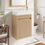 Meuble-lavabo flottant de 15,7 po avec lavabo SMC réversible, armoire en panneau de fibres à densité moyenne à devant ondulé, conception à pousser sans ouverture, charnières à fermeture en douceur-147701753