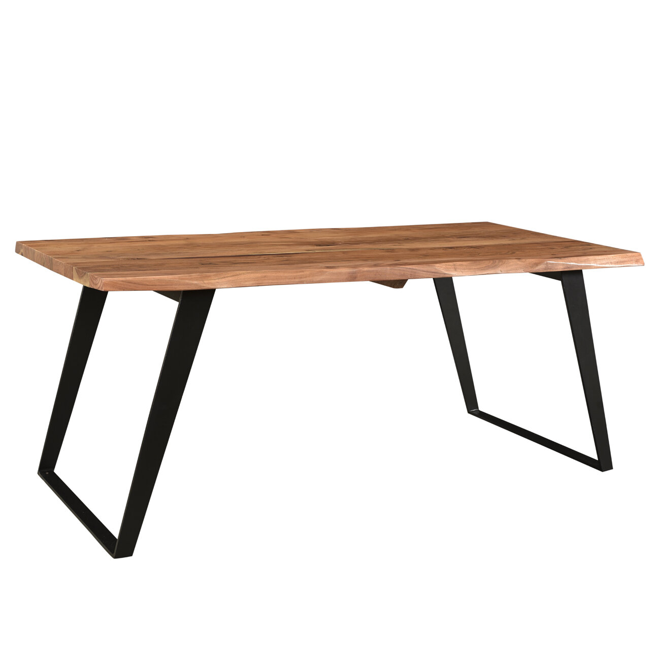 Millwood Pines Emmeline Solid Wood Top Metal Base Dining Table