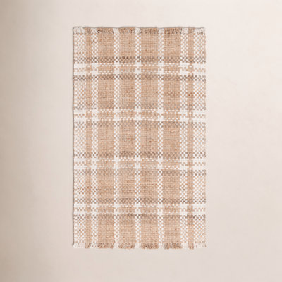 Hand-Woven Plaid Jute Rug