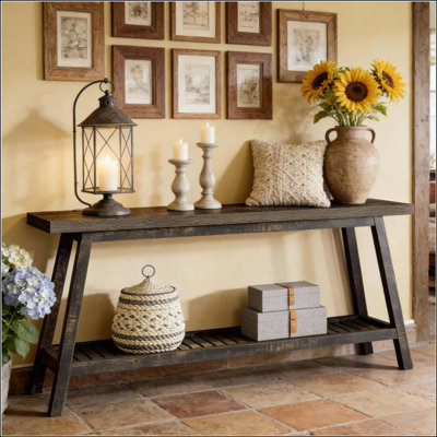 Canapé à 2 niveaux, console, table d'appoint