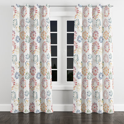 Abstract Room Darkening Curtains - Modern Multicolor Boho Mandala Grommet Curtain - 1 Panel