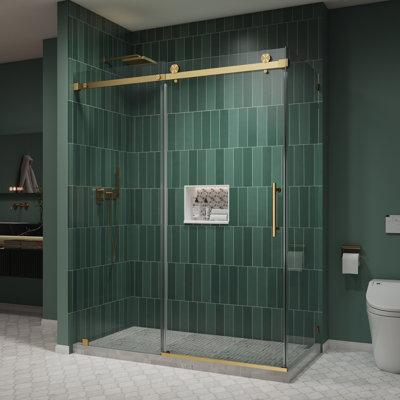 Julien 48'' W 76'' H Frameless Rectangle Reversible Shower Enclosure