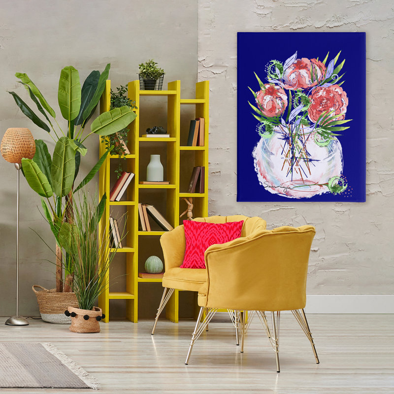 Florals in Milk Glass Canvas, design par Susan Lugar, H 48 po x l 36 po