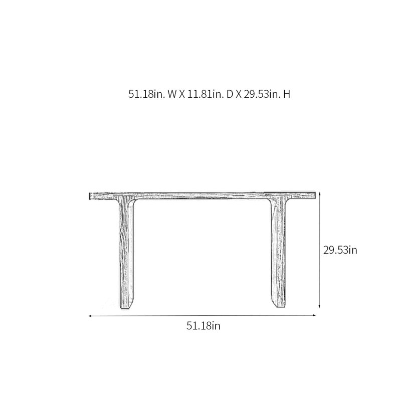 Modern Minimalist Console Table, 29.53" H x 51.18" W x 11.81" D, Brown