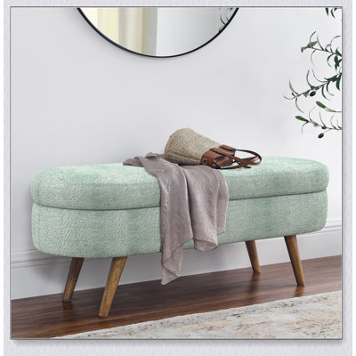 Ottoman Oval Storage Bench with Rubber Wood Legs, Perfect for Extra Seating and Hidden Storage in Any Room