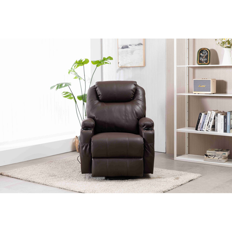Fauteuil inclinable électrique en cuir Jesseca, Similicuir brun foncé