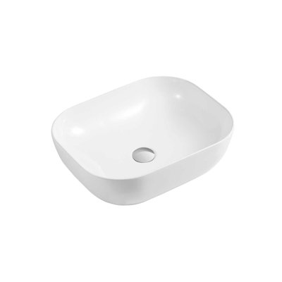 White Stone Hallo 500mm L x 500mm W White Ceramic Rectangular Sink