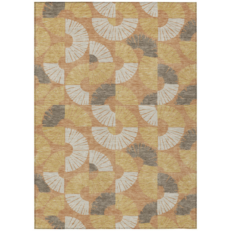 Machine Washable Indoor/Outdoor Chantille ACN2462 Spiral Rug, 10' x 14', Copper