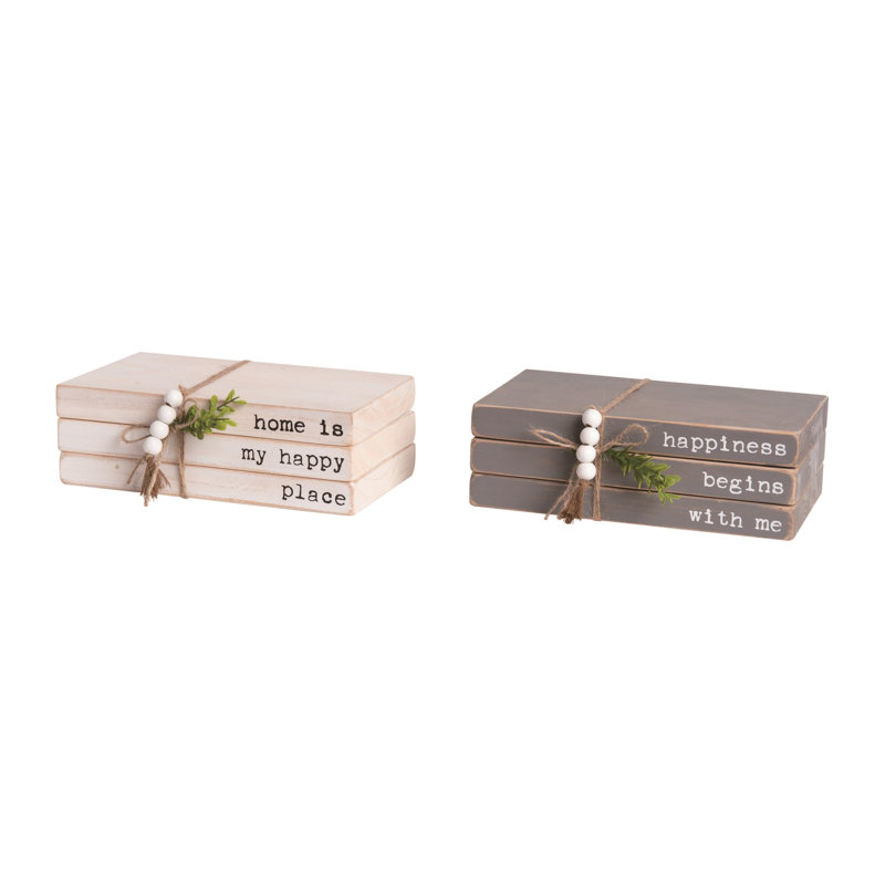  Ensemble de 2 piles de livres en bois pour le printemps