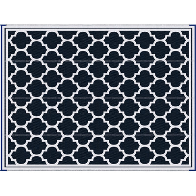 Tapis d'extérieur 9 pi x 12 pi, imperméable et polyvalent. Tapis de camping réversible bleu et blanc avec sac de transport Faites de votre cour, terrasse, pique-nique, plage. À porter décoloré 12 pi, blanc Sac portable.