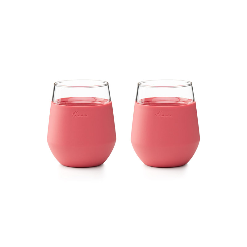Rabbit Freezable 12 oz. Wine Glasses, Rose