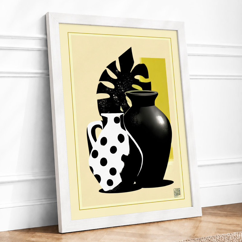 Vessels in Black and White Art Deco 1 Piece Single Picture Frame Wall Art, A3 - 42.0 x 29.7 cm, White